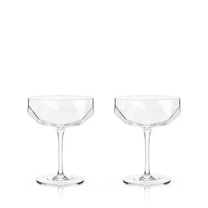 Raye Faceted Crystal Coupe Glasses