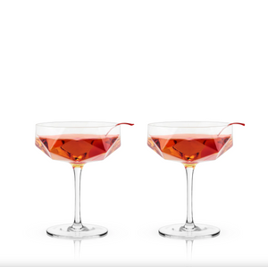 Raye Faceted Crystal Coupe Glasses